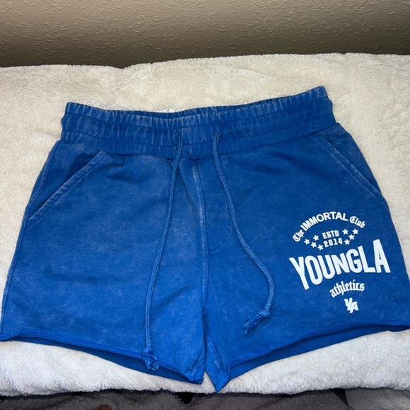 YoungLA Shorts‎ Womens Size Small Royal Blue with pocket in the rear and two fro - Picture 1 of 7